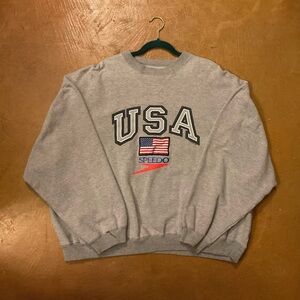 Speedo USA Flag Gray Crewneck Sweater